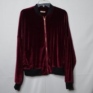 ACEVOG purple zip up velvet velour feel jacket XXL